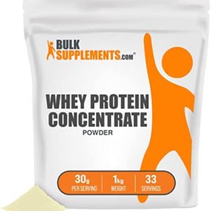 BULKSUPPLEMENTS.COM Whey Protein Concentrate Powder (Whey Protein) - Unflavored, No Sugar Added, and Pure Protein Powder - 23g of Protein - 30g per Serving, 33 Servings (1 Kilogram - 2.2 lbs)