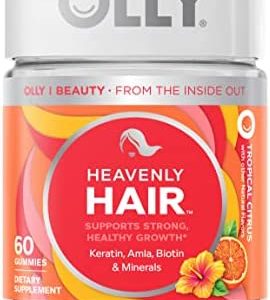 OLLY Heavenly Hair Gummies, Supports Strong Healthy Hair Growth, Keratin, Biotin, Amla, Grapefruit Flavor, 30 Day Supply - 60 Count