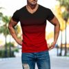 Men's Muscle Fit Short Sleeve Tie Dye Gradient Personalized Fashion Sweatshirt Fashionable T-Shirt Casual Workout Fitness Tee - Image 2