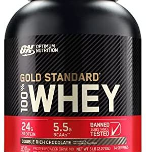 Optimum Nutrition Gold Standard 100% Whey Protein Powder, Double Rich Chocolate, 5 Pound (Packaging May Vary)