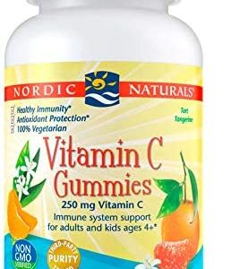 Nordic Naturals Vitamin C Gummies, Tart Tangerine - 120 Gummies - 250 mg Vitamin C - Immune Support, Antioxidant Protection, Child Growth & Development - Non-GMO, Vegan - 60 Servings