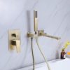 DEOLER Wall Mounted Bathtub Faucet with Handheld Shower, Solid Brass 180° Swivel Tub Filler Faucet with Hand Shower, Brushed Gold - Image 2