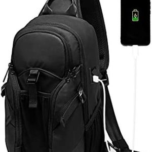 JUMO CYLY Water-Resistant Sling Bag for Men, USB Crossbody Backpack Casual Mens Shoulder Bag