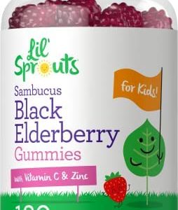 Elderberry Gummies for Kids | 120 Count | Zinc and Vitamin C | Natural Berry Flavor | Vegan, Non-GMO, and Gluten Free | by Lil' Sprouts