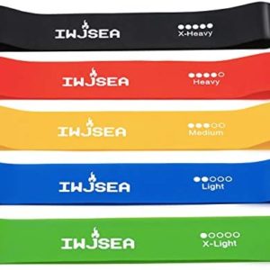 Exercise Bands,IWJSEA 12inch Stretch Bands for Exercise Women Workout Bands for Home Gym Yoga Strength Training 100% Natural Latex Resistance Loops Set of 5