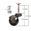 2 inch Ball Caster Wheels, Antique Swivel Caster for Furniture Sofa Chair,5/16" x 1 1/2" (8 x 38mm) Pole with Sleeve,Set of 4 (Stem Without Brake) - Image 2
