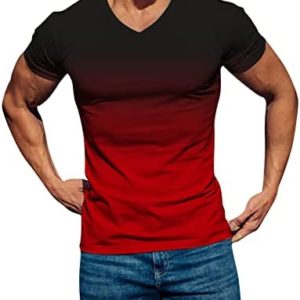 Men's Muscle Fit Short Sleeve Tie Dye Gradient Personalized Fashion Sweatshirt Fashionable T-Shirt Casual Workout Fitness Tee