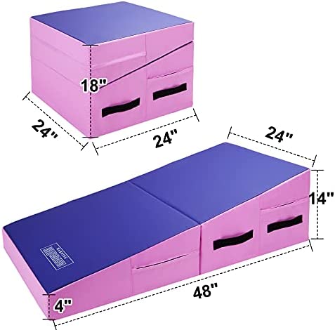 Polar Aurora Incline Gymnastics Mat Wedge 48'' Folding Gymnastics Gym Fitness Skill Shape Tumbling Mat for Kids Play Home Exercise Aerobics - Image 5