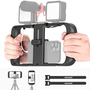 NEEWER Smartphone Video Rig, Phone Video Stabilizer Grip Vlogging Cage with Cold Shoe Tripod Mount, Phone Rig for Videomaker Film Maker Video grapher Compatible with iPhone Samsung and More, A104