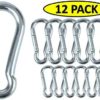 Branded Boards Black & Silver Heavy Duty Bushcraft Zinc-Galvanized Steel Carabiner Spring Snap Clip Link Hooks. 200-500lb Load. 6 Packs & 12 Packs - Image 2