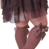 4-Pack Baby Girls Knee High Socks Infants Toddlers Bow Knit Socks Cotton Tube Ruffled Stockings - Image 2