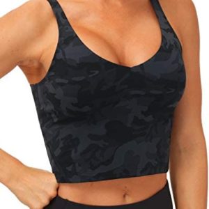 THE GYM PEOPLE Womens Camo Longline Sports Bra Wirefree Padded Medium Support Yoga Bras Gym Running Workout Tank Tops