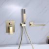 DEOLER Wall Mounted Bathtub Faucet with Handheld Shower, Solid Brass 180° Swivel Tub Filler Faucet with Hand Shower, Brushed Gold - Image 7