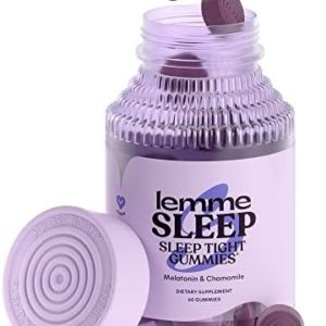 Lemme Sleep Gummies with 5mg Melatonin, Elderberry, Magnesium, L-Theanine, Chamomile and Lavender, Drug-Free Nighttime Sleep Aid, Vegan, Gluten Free, Gelatin Free, Non GMO, Berry Flavored (60 Count)