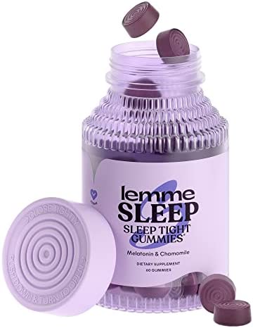 Lemme Sleep Gummies with 5mg Melatonin, Elderberry, Magnesium, L-Theanine, Chamomile and Lavender, Drug-Free Nighttime Sleep Aid, Vegan, Gluten Free, Gelatin Free, Non GMO, Berry Flavored (60 Count)