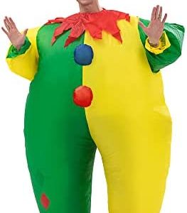 VURPOKSI Inflatable Costume Clown Blow up Funny Joker Costumes Fancy Dress for Halloween Cosplay Party Christmas Jumpsuit Suit, Adult Size