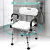 360° Swivel Shower Chair for Inside Shower, Medical Bath Seat with Arms and Back for Seniors, Adjustable Height Rotating Stool for Bathtubs, Supports Up to 330LBS - Image 2
