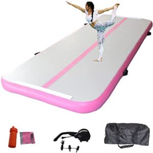TONKOUM Air Gymnastics Track Tumbling Mat Inflatable 10ft 13ft 16ft 20ft Flooring Mat Yoga Training Mat 4 In Thickness for Home/Training/Cheerleading/Yoga/Water Fun 