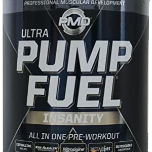 PMD Sports Ultra Pump Fuel Insanity - Pre Workout Drink Mix for Energy, Strength, Endurance, Recovery - Complex Carbohydrates and Amino Energy - Tropical Orange Mango (30 Servings)