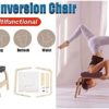 Chair Yoga Wooden with Black Leather Inversion Frame Headstand Chair for Home Gym Yoga Workout Relieve Fatigue (with Elastic Yoga Band) - Image 2