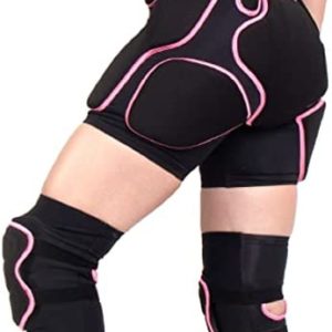 BelugaDesign Padded Shorts Knee Set | Women Winter Sports Ski Snowboard 3D Impact Pad | Adjustable Breathable Protective Gear Butt Hip Knee Brace