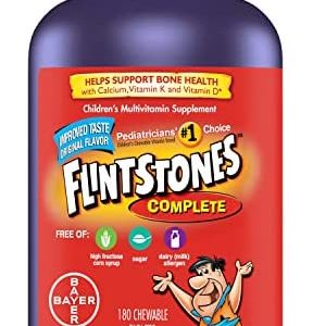 Flintstones Chewable Kids Vitamins, Complete Multivitamin for Kids and Toddlers with Iron, Calcium, Vitamin C, Vitamin D & more, 180ct
