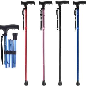 BigAlex Folding Cane,Adjustable Collapsible Cane,Foldable Walking Cane for Men,Women,Lightweight,Adjustable,Portable Hand Walking Stick - Balancing Mobility Aid - Sleek, Comfortable T Handles