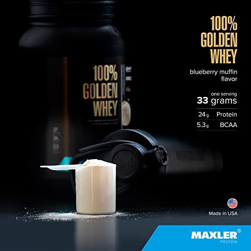Maxler 100% Golden Whey Protein - 24g of Premium Whey Protein Powder per Serving - Pre, Post & Intra Workout - Fast-Absorbing Whey Hydrolysate, Isolate & Concentrate Blend - Blueberry Muffin 2 lbs - Image 4