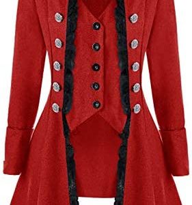 Women’s Renaissance Steampunk Jacket, Medieval Halloween Costumes Gothic Victorian Pirate Vampire Tailcoat Vintage Frock Coat