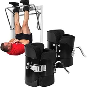 Estink Hanging Pull Up Boots,1 Pair Black Anti Gravity Inversion Hang Up Boots Therapy Gym Fitness Physio Hang Spine Posture with Comfortable Foam Padding and Safe Locking Clips