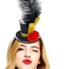 Black Mini Top Hat Headband Fascinator Ostrich Feather Top Hat for Ringmaster Circus Costume Accessories Party Derby Tea Party Halloween Carnival Mardi Gras Xmas - Image 2