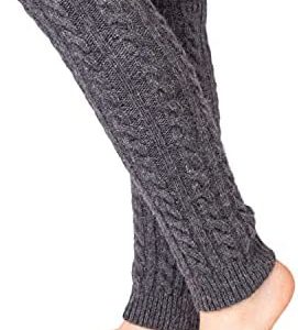 Wool Leg Warmers for Women Thigh High Socks Knitted Stockings Warm and Long Footless Cable Knit Crochet Warmers