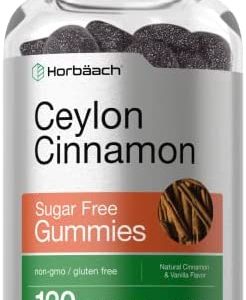 Sugar Free Ceylon Cinnamon Gummies 2000mg | 120 Count | Vegan, Non-GMO, Gluten Free | Natural Cinnamon & Vanilla Flavor | by Horbaach