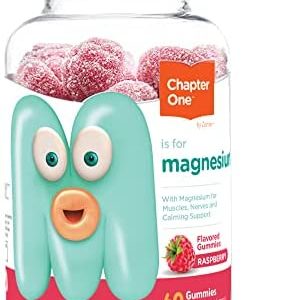 Chapter One Magnesium Gummies, Calm Gummies for Kids and Adults, Kosher (Raspberry 60 Count)