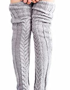 VETHIN Women's Cable Knitted Thigh High Boot Socks Over Knee High Long Leg Tube Leg for Women Warmers Stockings
