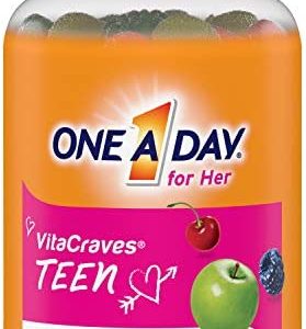 One A Day Teen for Her Multivitamin Gummies, Supplement with Vitamin A/C/D/E and Zinc for Immune Health Support* & more, 60 Count