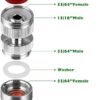Swivel Faucet to Hose Adapter with Aerator, Sink Hose Attachment for Faucet to Garden Hose 3/4 Inches, 15/16 Male Thread or 55/64-27UNS Female Thread to Faucet, Solid Brass, Chrome - Image 2