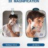 TOUCHBeauty 3X Shower Mirrors for Shaving with Razor Holder, Heldhand & 360 Degree Swivel, Larger Size 11" Blue Bathroom Accessories for Men - Image 4