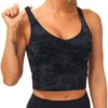 THE GYM PEOPLE Womens Camo Longline Sports Bra Wirefree Padded Medium Support Yoga Bras Gym Running Workout Tank Tops - Image 2