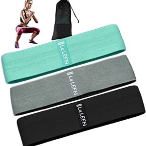 La LEFN Resistance Bands for Legs and Butt,Fabric Workout Bands,Thick Wide Non Slip Stretch Exercise Loops,Exercise Bands for Women/Men Squat Glute Hip Training(3 Pack)