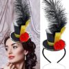Black Mini Top Hat Headband Fascinator Ostrich Feather Top Hat for Ringmaster Circus Costume Accessories Party Derby Tea Party Halloween Carnival Mardi Gras Xmas - Image 7