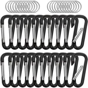 40 pcs Carabiner Clip Keychains 2" Aluminum D-Ring Spring Small Carabiners Clip Set for Outdoor Camping Home Mini Lock Hooks Snap Link Durable Improved Key Chain Carabineer +20 pcs Ring 40pcs Intotal