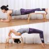 Chair Yoga Wooden with Black Leather Inversion Frame Headstand Chair for Home Gym Yoga Workout Relieve Fatigue (with Elastic Yoga Band) - Image 4