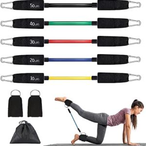 hugeneroy Ankle Resistance Bands - Ankle Tube Band with Adjustable Straps - 5 Resistance Bands with Light, Medium & Heavy Resistance Levels for Women & Men Easy Workout (Multicolor-150lbs)