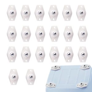 20PCS Self Adhesive Caster Wheels Mini Swivel Wheels Stainless Steel Paste Universal Wheel 360 Degree Rotation Sticky Pulley for Bins Bottom Storage Box Furniture Trash Can