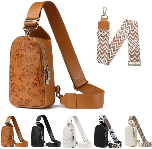 AI EN JIU Sling Bag for Women, Crossbody Fanny Pack Sling Chest Bag for Women, Leather Sling Daypack Shoulder Backpack