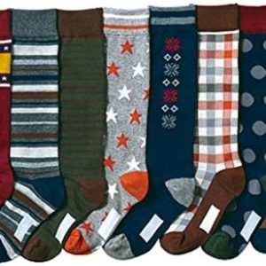 Yzjcafriz Boys' Soft Stars and Snow Stocking Youth Pattern Knee High Cotton Socks 8 Pairs
