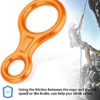 REOUG 35KN Figure 8 Word Rope Descender Rappel Ring Rock Climbing Rescue Gear (Orange) - Image 8