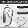 Crest 3.14" Aircraft Aluminum Snap Hook Carabiner Clip – 12 Pack (6 Pack Option Available) D Shaped Flat Buckle Carabiner - Image 2