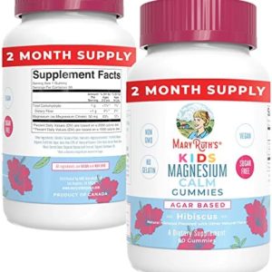 Kids Magnesium Citrate Gummies by MaryRuth's | 2 Month Supply | Sugar Free | Magnesium Supplement | Calm Magnesium Gummies for Kids 2+ | Bone, Nerve, Gut Health | Vegan | Non-GMO | 60 Count